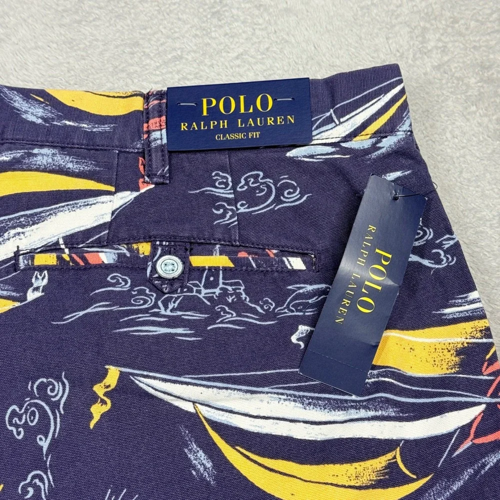 Polo Ralph Lauren Sailboat Shorts Mens 42T Navy Blue Nautical Classic Fit NWT